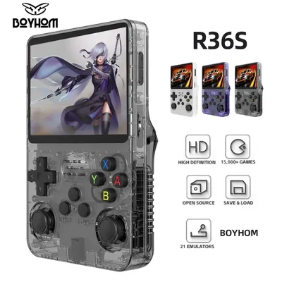 BOYHOM R36S 레트로 핸드 헬드 비디오 게임 콘솔 Linux 시스템 3.5 인치 IPS 스크린 R35s Pro 휴대용 포켓 비디오 플레이어 64GB 게임