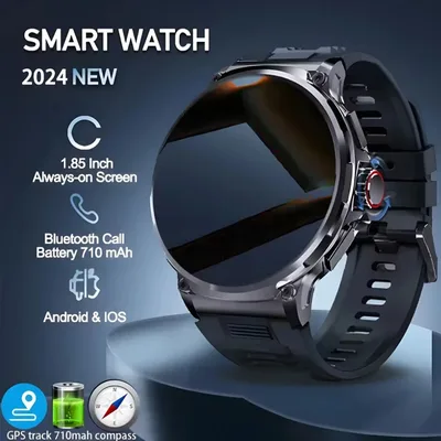 2026 신형 GPS 트랙 스마트워치 남성용 1.85인치 HD AMOLED 스크린 710mAh 배터리 스포츠 블루투스 통화 스마트워치 (안드로이드, iOS용)