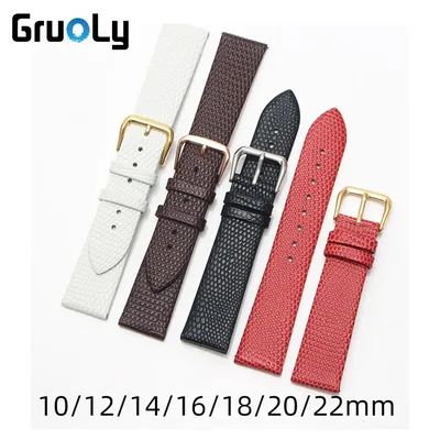 울트라 얇은 정품 가죽 시계 밴드 도마뱀 패턴 스트랩 10mm 12mm 14mm 16mm 18mm 20mm 22mm 범용 손목 밴드 액세서리
