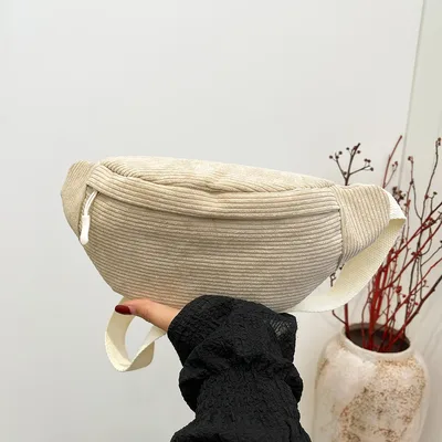 여성을위한 캐주얼 코듀로이 벨트 가방 패션 화니 팩 여성 바나나 허리 가방 엉덩이 지갑 어깨 크로스 바디 가슴 가방 주머니
