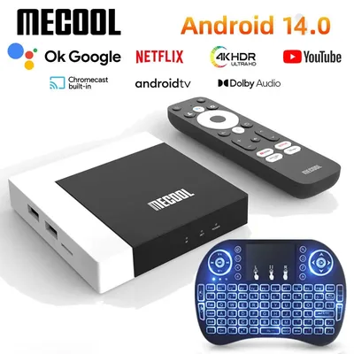 MECOOL KM7 PLUS 구글 TV 박스 2GB 16GB 안드로이드 스마트 TV 14 구글 인증 4K 암로직 HDR10 2.4G/5G 와이파이 히브리어 아랍어 지원
