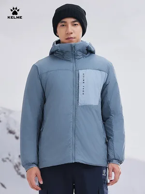 Kelme 남성용 경량 후드 코튼 재킷, 겨울 추위 및 방풍, 따뜻한 하이킹 및 등산 재킷