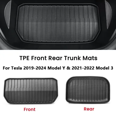Tesla Model 3 / Y 전면 후면 트렁크 매트 업그레이드 TPE 하부 보관함 패드 보호 커버 카고 라이너 트렁크 트레이 바닥 매트