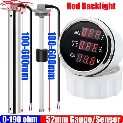 디지털 52mm 수위 게이지/폐위 게이지/전압 3 IN 1 게이지 하수 측정기 센서 수위 센서 12V24V 맞춤형