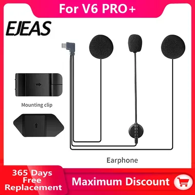 EJEAS Q8 V4PLUS V6Pro + V7 Q7 Type-C 플러그 헬멧 인터콤 (스피커 마이크 포함) 용 기존 이어폰 옵션 클립 및 베이스