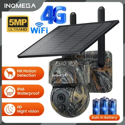 INQMEGA 5MP 4G / WIFI 태양열 무선 보안 카메라 야외 태양열 모니터 카메라 야간 투시경 컬러 카메라 PIR 감지 캠