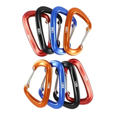1/8Pcs 전문 Carabiners D 모양 12 KN 등산 Carabiner 후크 야외 보호 해먹 캠핑 버클