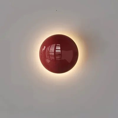 모던 LED 벽 램프, 빨간색 원형 금속 벽 조명, 침실 거실 복도 천장 램프, 디자이너 크림 장식 룸