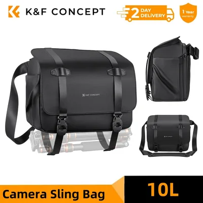 K&F CONCEPT 10L 카메라 슬링백 숄더 백팩 사진 촬영용 크로스바디 카메라 가방 (소니, 니콘, 캐논 DSLR용, 삼각대 홀더 포함)