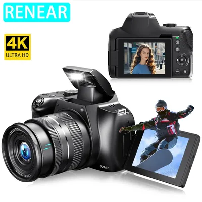 디지털 카메라 4K 72MP 12X 광학 줌 UHD 전문 사진 촬영 플래시 라이트 자동 초점 WIFI (틱톡, 인스타그램, 유튜브, 웹캐스트용)