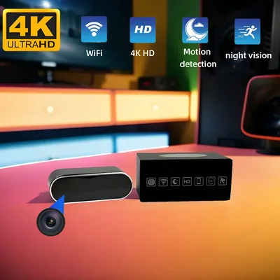적외선 야간 투시경, 모바일 감지, WIFI 원격 보기 기능을 지원하는 새로 업그레이드 및 개선된 4KHD 미니 시계 카메라
