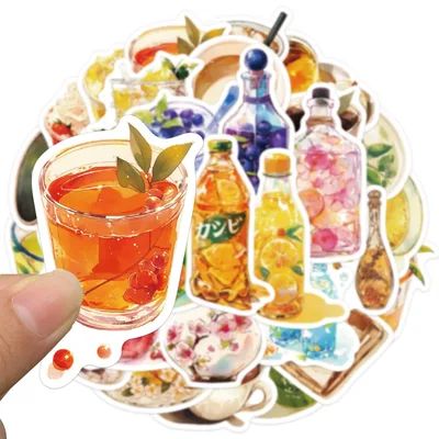 30PCS 음료 가게 시리즈 DIY 스티커 절묘한 기능 스타일 과일 차 커피 작은 신선한 음료 패턴 노트북 재료 스티커