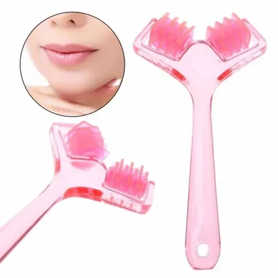 근육, 뺨 및 턱선 슬리밍 페이스 마사지 도구를 들어 올리고 이완시키기 위한 1pc 휴대용 더블 롤러 페이셜 마사지