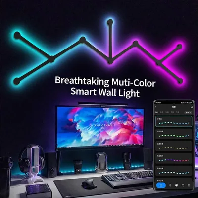 LED 스마트 벽 램프 RGBIC 라이트 바 DIY 분위기 야간 조명 APP 음악 리듬 TV 백라이트 침실 게임 룸 장식