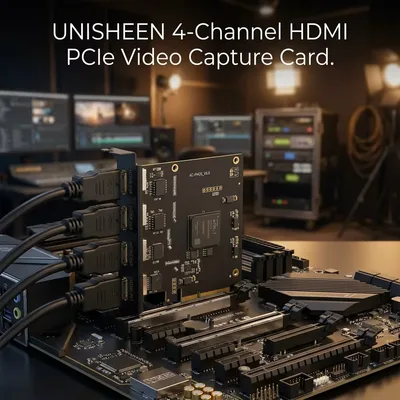 UNISHEEN 4채널 PCIe 비디오 캡처 카드 |   쿼드 HDMI 또는 3G-SDI 1080P 60fps vMix OBS Wirecast 라이브 스트리밍 방송 보드