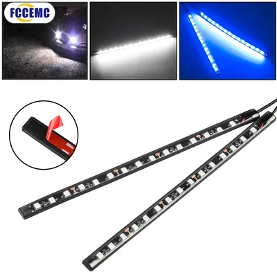 2pcs 유니버설 방수 트렁크 엔진 후드 발 조명 DIY 자동차 오토바이 주변 조명 스타일링 Led 데이 라이트 스트립 12V
