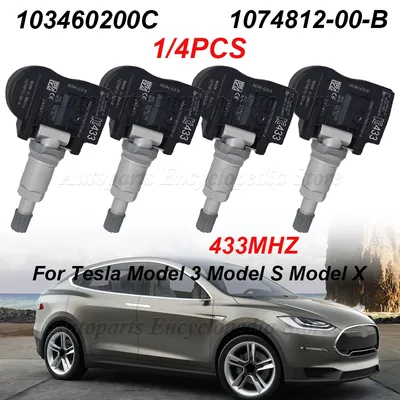 테슬라 모델 3 모델 S 모델 X TPMS 센서, 103460200C, 1034602-00-C, 1074812-00-B, 테슬라 타이어 압력 센서, 433MHZ, 1/4PCs