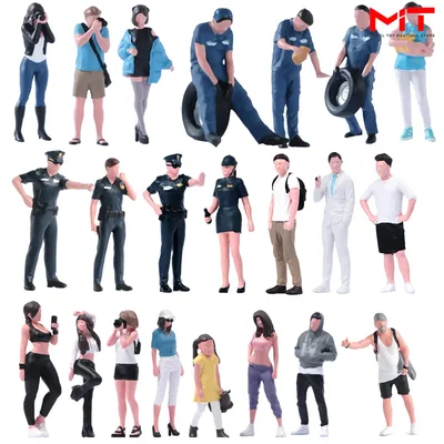 페인트 미니어처 1/64 뷰티 레저 남성 경찰관 피규어, 거리 장면 피규어, 자동차 모델 장난감 장식 소품 공예