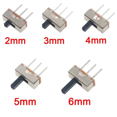 20Pcs SS12D00 인터럽터 온-오프 미니 슬라이드 스위치 3핀 1P2T 2 위치 고품질 토글 스위치 핸들 길이: 3MM/4MM/5MM/6MM