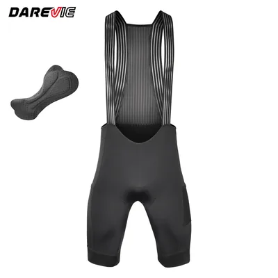 DAREVIE 남성용 사이클링 턱받이 반바지, 주머니가 있는 남성용 사이클링 반바지, 5cm 다리 지퍼 프로 팀 사이클링 의류, 2025