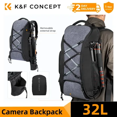 K&F CONCEPT 32L/25L 대형 카메라 백팩 (캐논, 소니, DJI DSLR/SLR 카메라 가방 케이스) 15인치 노트북 수납 가능, 삼각대 스트랩 및 레인커버 포함