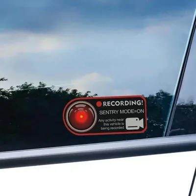 Tesla Model 3/Y/S/X/3 + Invader Sentinel Sentry 모드 정적 창 경고 도난 방지 스티커 자동차 액세서리 용 경고 스티커