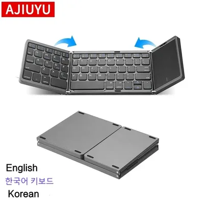 한국어 영어 미니 휴대용 접이식 키보드 IOS 안드로이드 용 무선 블루투스 키보드 Windows iPad 태블릿 전화 한국어 키보드