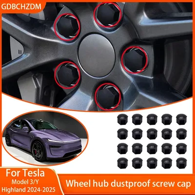 Tesla 2017-2025 모델 3 Y 용 휠 센터 허브 캡 (센터 캡 세트 및 휠 러그 너트 커버 키트 포함) Tesla 장식
