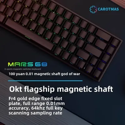 Mars 68 PRO 자기 축 기계식 키보드 게임용 키보드 0 데드 존 플러그 및 분리 RGB 조명 유선 무선 선택 가능