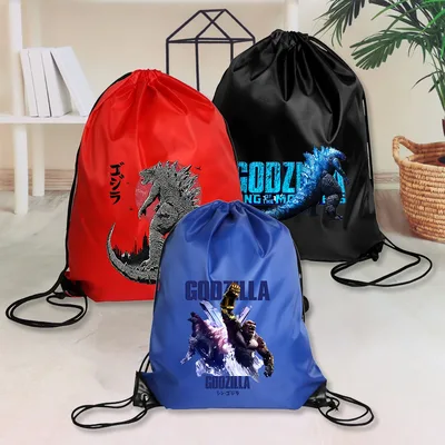 고질라 승마 배낭 체육관 Drawstring 신발 가방 의류 보관 배낭 방수 번들 벨트 포켓 휴대용 스포츠 가방