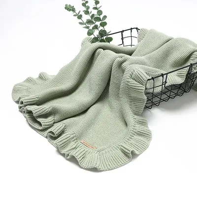 아기 담요 니트 유아 소년 어린이 침대 침구 이불 소녀 격자 무늬 90*70cm 신생아 유모차 Swaddling Warp Fashion Solid Ruffles