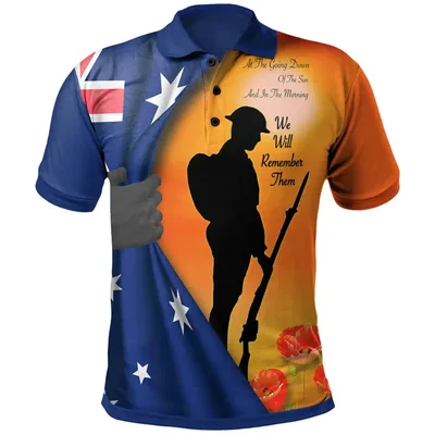 Lest We Forget Anzac Day 폴로 셔츠 남성 의류 스트리트 반소매 옷깃 골프 셔츠 2025년 4월 25일 여름 패션 버튼 탑
