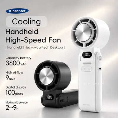 KINSCOTER 야외 접이식 휴대용 선풍기 미니 쿨링 충전식 3600mAh 100레벨 자유 제어 고속 터보 팬 Outdoor Foldable Portable Handheld Fan Mini Cooling Rechargeable 3600mAh 100-level Free Control High Speed Turbo Fan