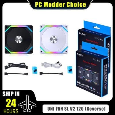 LIAN LI UNI FAN SL V2 SL120V2 역방향 블레이드 10% 성능 업그레이드 버전 RGB 팬, 싱글 팩, 블랙/화이트