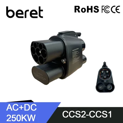 베레 EV 충전기 CCS2-CCS1 DC 250A 250KW 어댑터 고속 충전 CCS 콤보 2-CCS 콤보 1 범용 모델 자동차 충전
