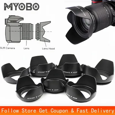 MYOBO 카메라 렌즈 후드-49 52 58 55 62 67 72 77 82mm Canon Nikon Sony DSLR SLR 카메라 Lente Protector Shade