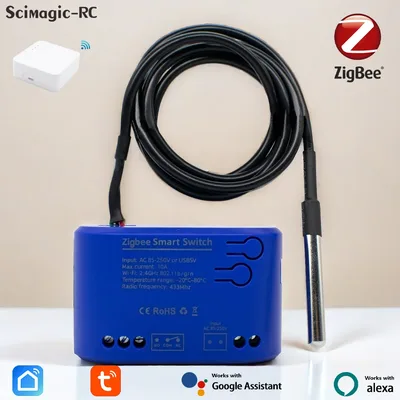 Zigbee 온도 스마트 스위치 1 갱 7-32V AC 85-250V 모듈 패시브 건식 접촉 릴레이 호환 Tuya APP Alexa Google 홈