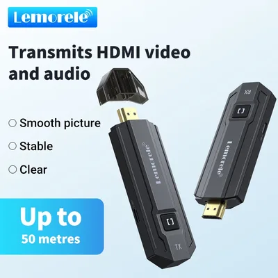 Lemorele 무선 HDMI 송신기 및 수신기 휴대폰/컴퓨터/카메라/프로젝터용 2.4G/5.8G 듀얼 밴드 라이브 전송