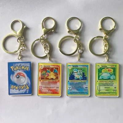 포켓몬 애니메이션 소형 카드 열쇠 고리 Charizard 열쇠 고리 Blastoise Venusaur Mewtwo Diy 아크릴 액션 장난감 피규어 게임 컬렉션