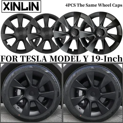 테슬라 모델 Y 2018-2024 용 4PCS 휠 캡 자동차 교체 19 인치 Hubcap 성능 허브 캡 전체 림 커버 액세서리
