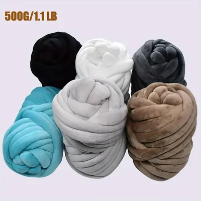 1pc 자이언트 소프트 청키 원사 - 수제 DIY 던지기 담요 쿠션, 베개, 팔 뜨개질, 매우 부드러운 500g 용 벨벳 점보 스레드