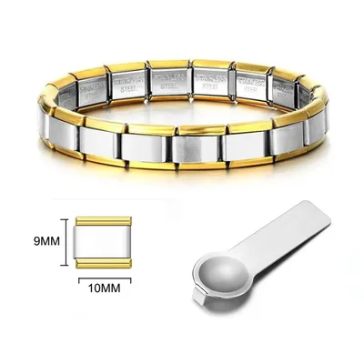 여성을위한 남성 이탈리아어 매력 링크 9mm 너비 실버 골드 컬러 스테인레스 스틸 팔찌 손에 DIY 만들기 보석 도매