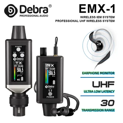 EMX-1 무선 모니터링 시스템, 악기용 휴대용 UHF 충전식 무선 시스템, 다이나믹 유선 마이크