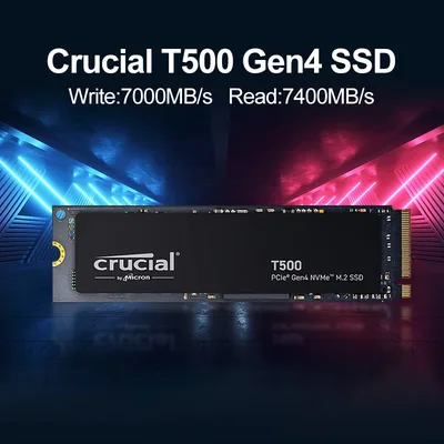 Crucial T500 1TB Gen4 NVMe M.2 내부 게이밍 SSD, 최대 7300MB/s, 노트북 및 데스크탑 호환 가능- CT1000T500SSD8(OEM 패키지)
