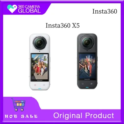 Insta360 X5 - 방수 8K 360 °   액션 카메라, 선도적인 저조도, 3시간, 트리플 AI 칩 디자인 배터리,