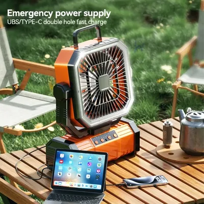 캠핑 천장 팬 20000Mah 충전식 캠핑 순환기, 조명 및 원격 제어 시원한 공기 순환 캠핑 팬