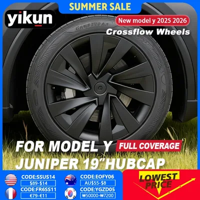 Tesla Model Y Juniper 19 인치 휠 커버 성능 교체 자동차 Hubcaps 풀 림 액세서리 2025 용 4PCS 허브 캡