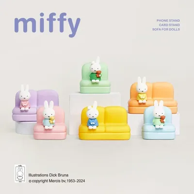 Kawaii Miffys 만화 주변 소파 휴대 전화 스탠드 패션 놀이 모델 핸드 데스크 장식 애니메이션 인형 장난감 어린이 크리스마스 선물