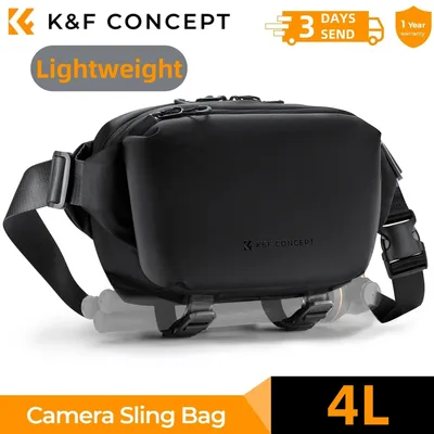 K&F CONCEPT 4L 카메라 슬링백 캐논 소니 DSLR SLR 카메라 케이스 삼각대 홀더용 경량 여행 사진 촬영용 숄더백