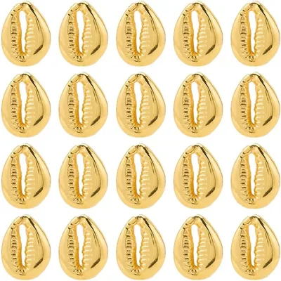 100Pcs 골드 Cowrie 쉘 비즈 Cowrie 비즈 대량 조개 골드 작은 플라스틱 여름 하와이 바다 오션 비치 스페이서 쉘 비드 키트